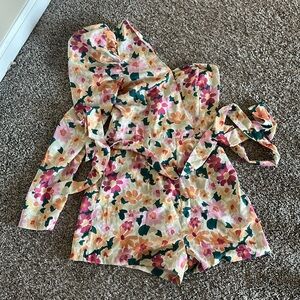 Floral Puff One Shoulder Romper with Belt